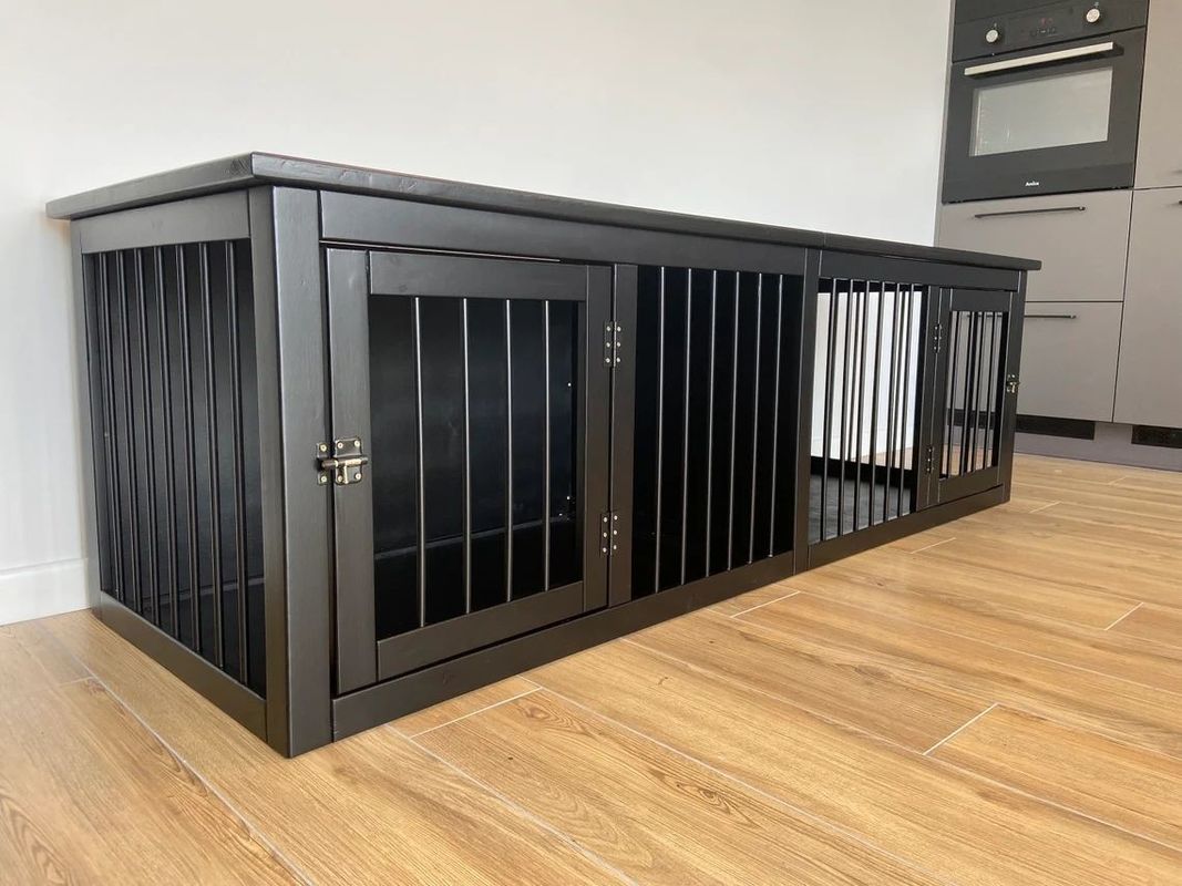 CE Ahşap Evcil Hayvan Mobilyası Çift Kapılı Ahşap Köpek Sandığı El Yapımı W140*D50*H50cm