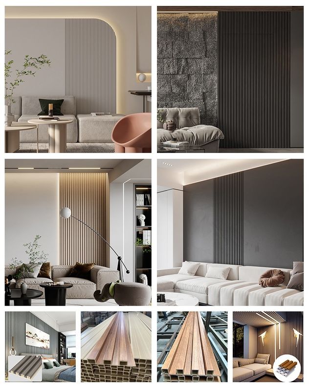 Ev Dekorasyonu 160 * 24mm 3d Yivli WPC Duvar Panelleri Kaplama Modern