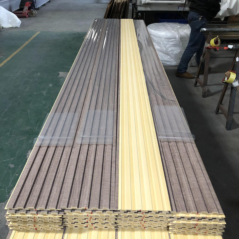 İç dekoratif duvar panelleri PVC kaplı tavan paneli Bambu Fiber Art Louver Arkaplan panelleri WPC Fluted Slat Panel
