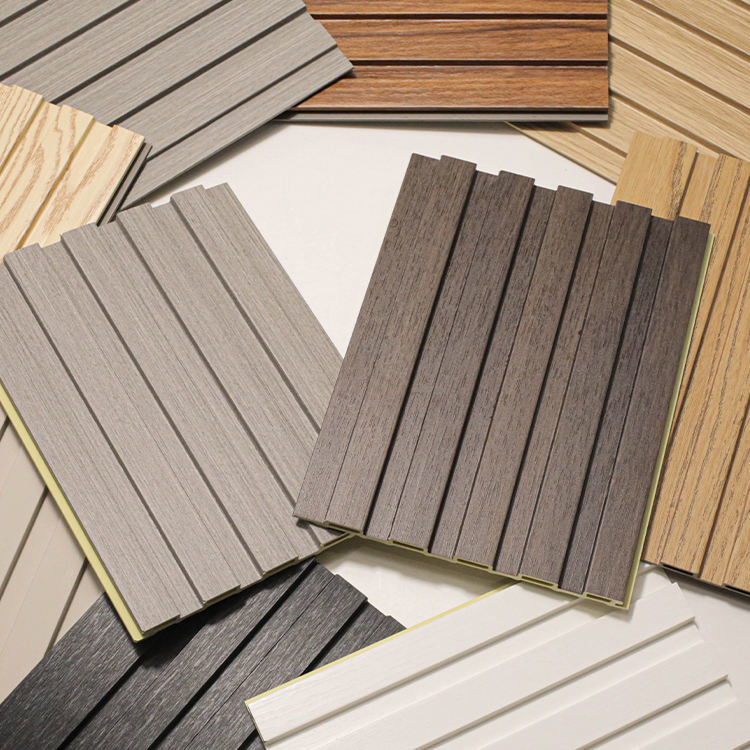 İç dekoratif duvar panelleri PVC kaplı tavan paneli Bambu Fiber Art Louver Arkaplan panelleri WPC Fluted Slat Panel
