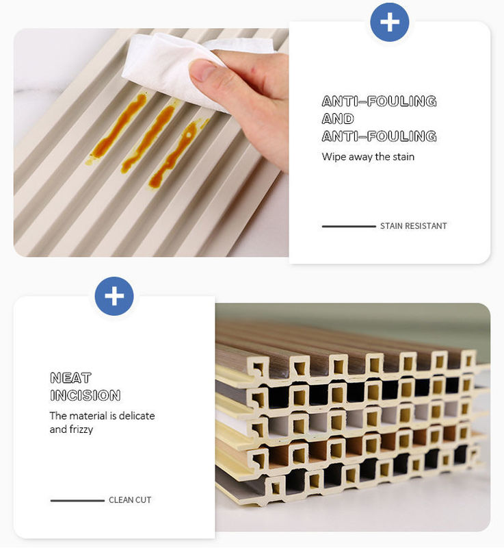 İç mekan iç dekorasyon Ahşap Rengi Enerji tasarruflu Hava Duruma Karşı Çizik Karşıtı WPC Duvar Paneli 3D Etkiler