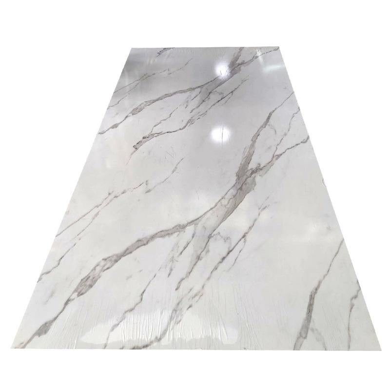 UV PVC Mermer Tahta Dahili Dekoratif Plastik Yapraklar Duvar Kaplama Panel 3d Baskı PVC Mermer UV Yaprak