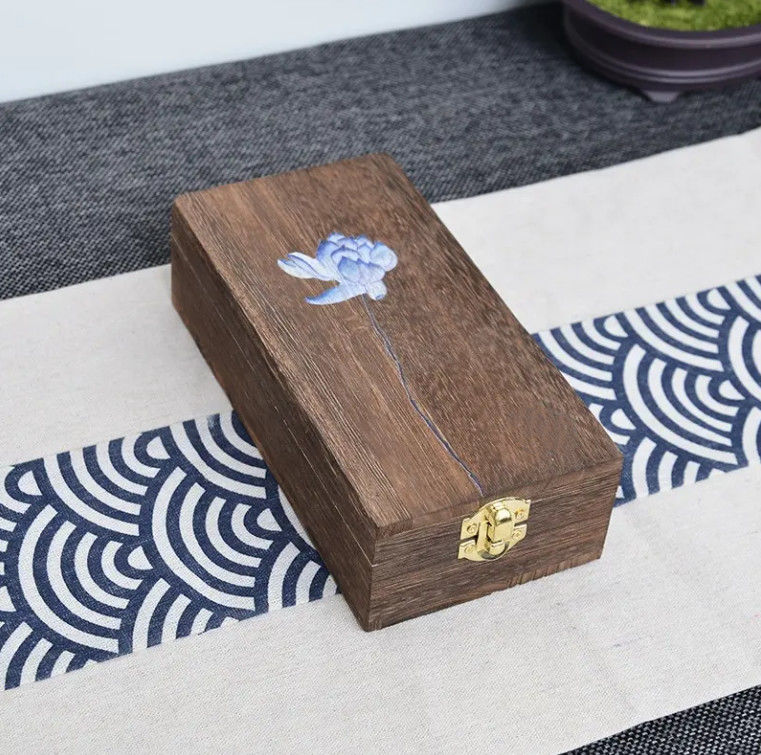 Hediye Depolama için Özel Çok Renkli Paulownia Katı Ahşap Mücevher Kutusu