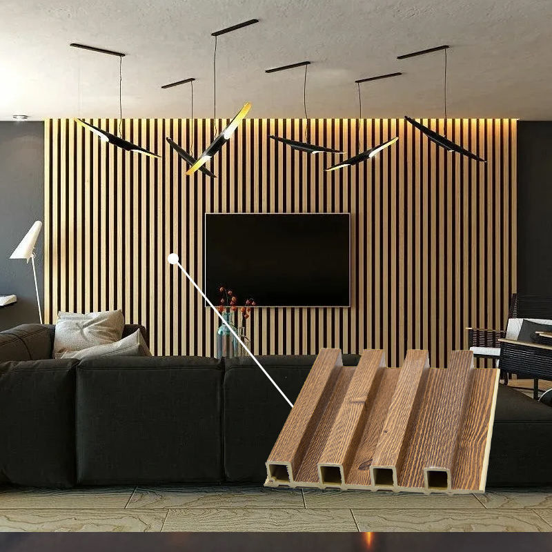 Çevre Dostu Fluted Wpc Duvar Paneli İç Kullanım Wpc Duvar Kaplama İç Dekorasyon Alternatif Ahşap