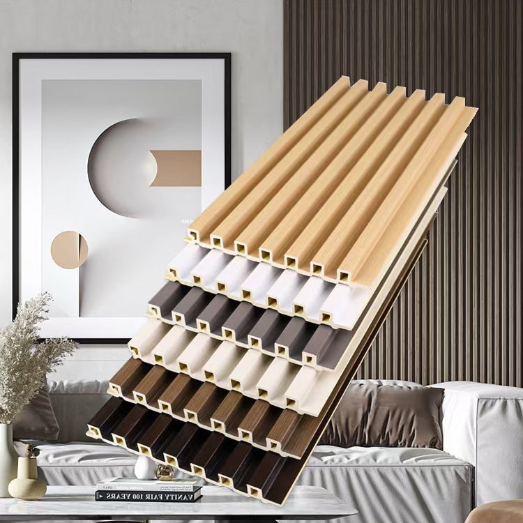 Wpc Duvar Paneli İç dekorasyon İç mekan tahtaları Ahşap Plastik Kompozit Wpc Pvc Duvar Panelleri Wpc Fluted Duvar Paneli Siyah oluk