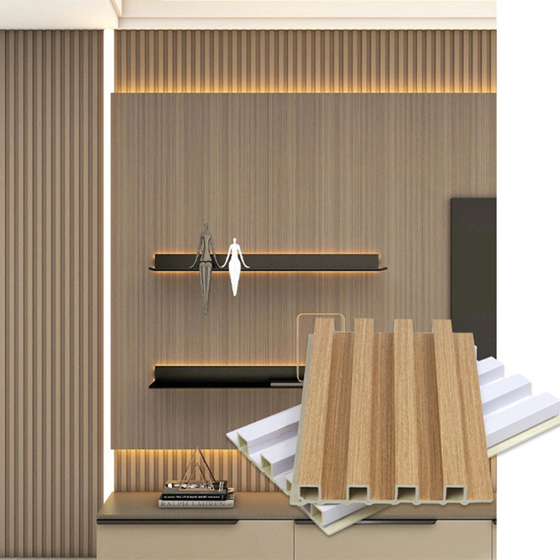 Modern Su Geçirmez Oluklu WPC Duvar Paneli İç Mekan Ev Dekoratif Arka Plan Panelleri