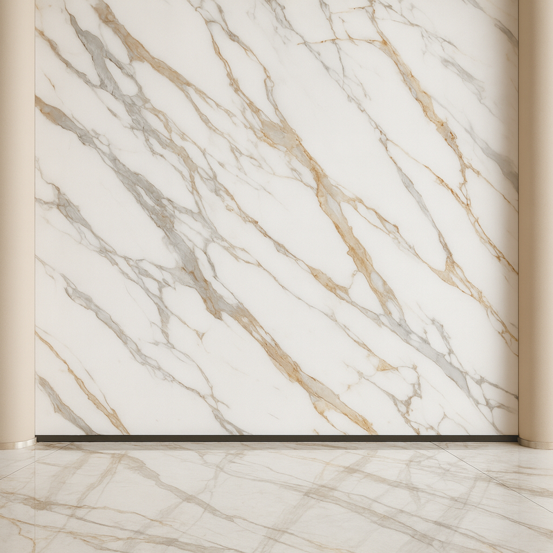 3200*1600mm Boyutlarında Mermer Görünümlü Sinterlenmiş Taş, İç Mekan Zemin Karoları ve Duvar Paneli Dekorasyonu İçin Mükemmel Seçim