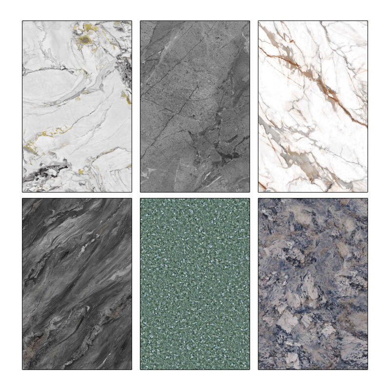 Su geçirmez Hafif 3D Tasarım Paneli Duvar Paneli için PVC Mermer Taş Mermer UV Taş Dahili Dekorasyon