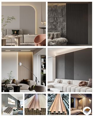 Ev Dekorasyonu 160 * 24mm 3d Yivli WPC Duvar Panelleri Kaplama Modern