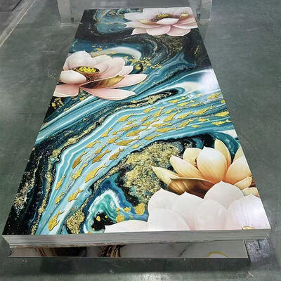 İç duvar dekorasyonu için 1220*2440mm Özel Renkli UV Tahta PVC Mermer Yaprak Duvar Paneli